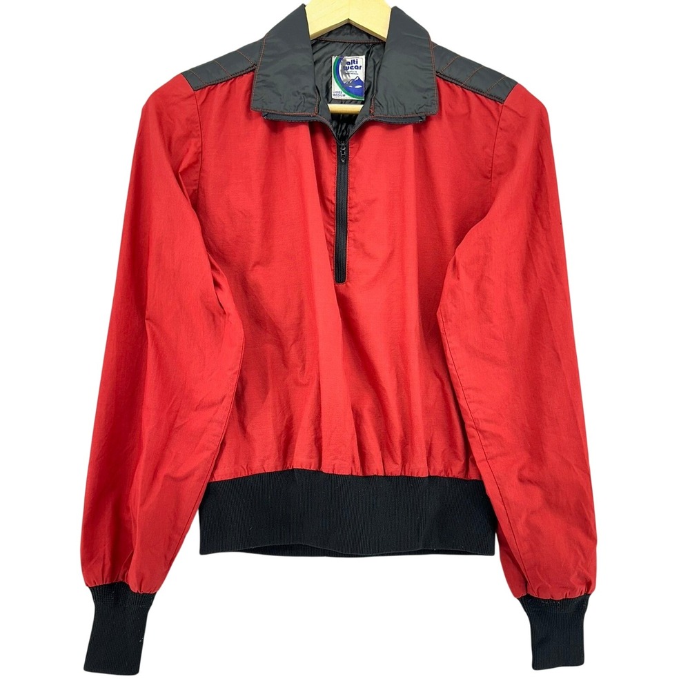 VTG 70s Alti Wear Womens Red Black Pullover Jacket SZ SMALL Puffer Quilted Retro